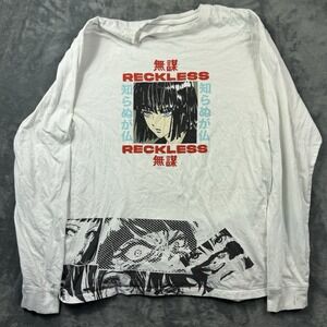 Original Gravity Anime Girl Men's Long Sleeve Size XL White Shirt Read Reckless